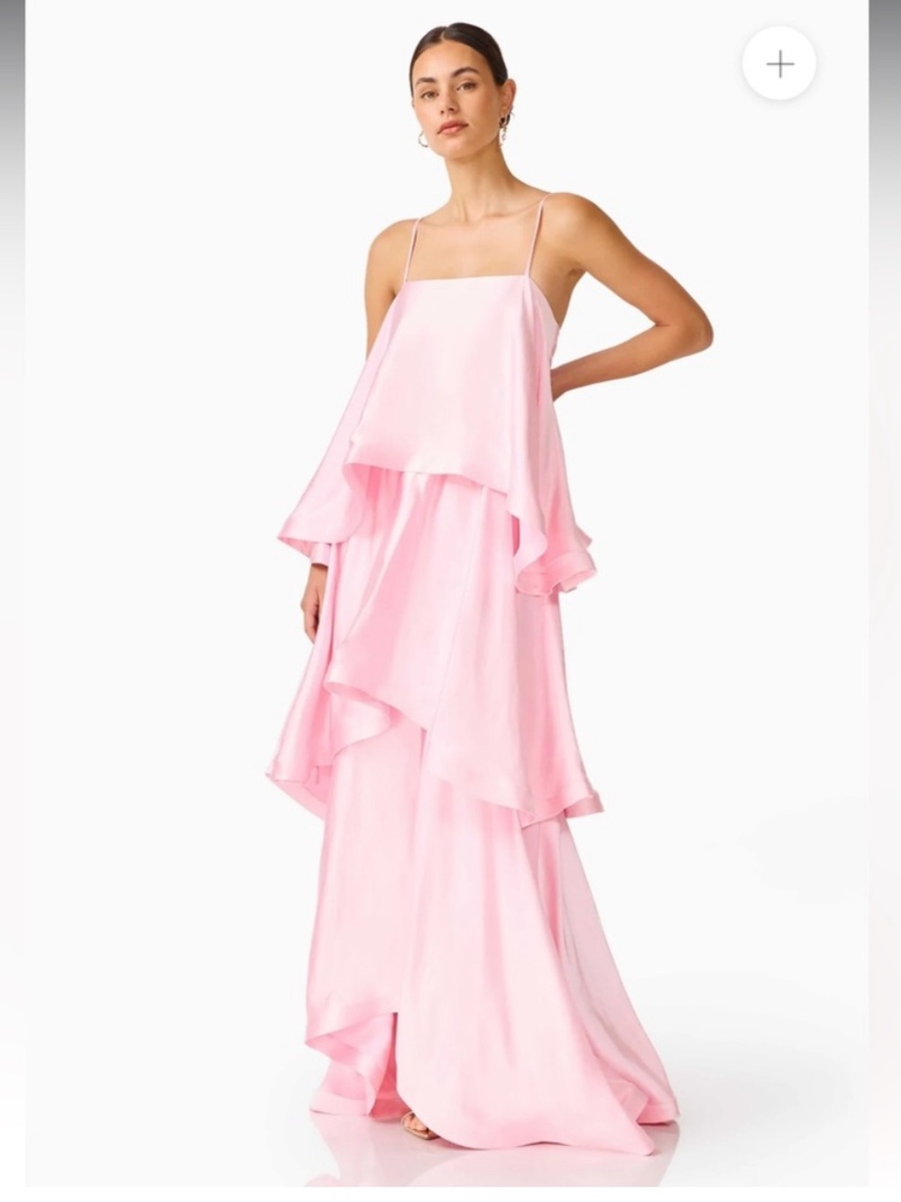 elliatt tilly pale pink tiered oversized ruffle flared maxi gown dress small NEW - Picture 6 of 14